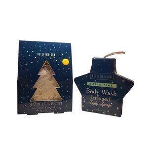 NEW Belle Maison Body Wash Infused Sponge and Bath Confetti - Fresh Pine